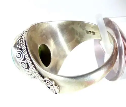 sehr großer schwerer Ring aus 925 Silber  mit Malachit  Größe 68