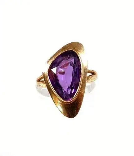 russischer Ring aus 583 Gold mit Amethyst  Größe 54