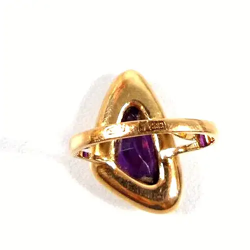 russischer Ring aus 583 Gold mit Amethyst  Größe 54