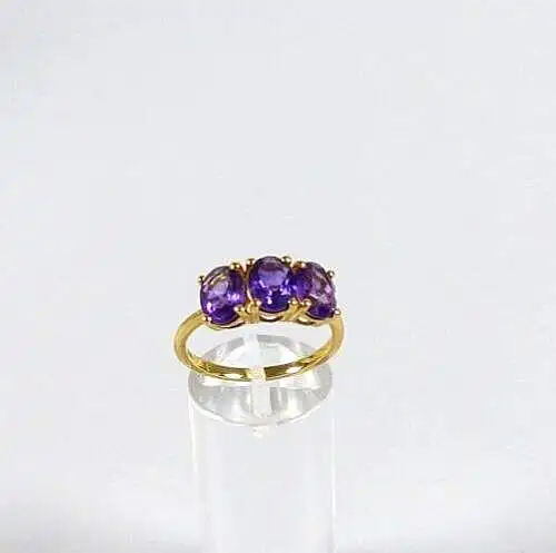 Ring aus 925 Silber vergoldet mit Amethyst Größe 60