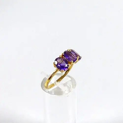 Ring aus 925 Silber vergoldet mit Amethyst Größe 60