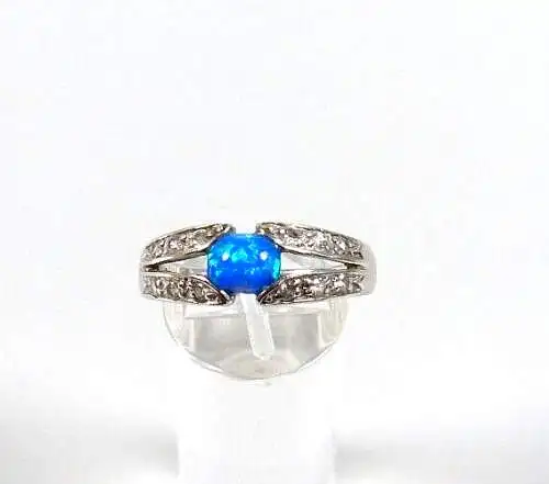 Ring aus 925 Silber mit Opal und  weißen Steinen Größe 65