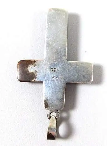 Kreuz Anhänger aus 925 Silber mit Granat