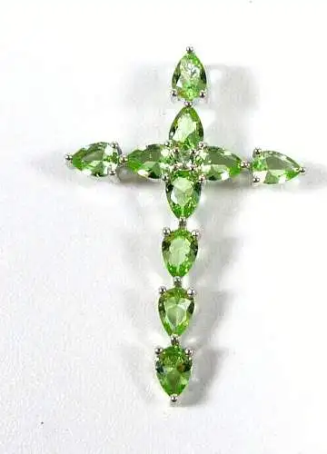 Kreuz Anhänger aus925 Silber mit Peridot