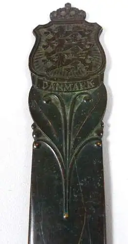 original alter Brieföffner Bronze mit Wappen Dänemark