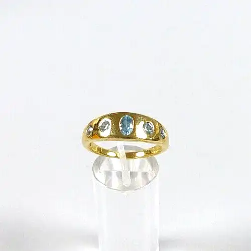 Ring aus 925 Silber vergoldet mit Aquamarine Größe 64