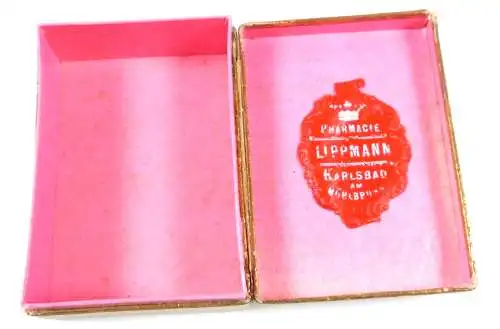 Original alte Verkaufsschachtel Werbung Lippmanns Kronen Apotheke Karlsbad