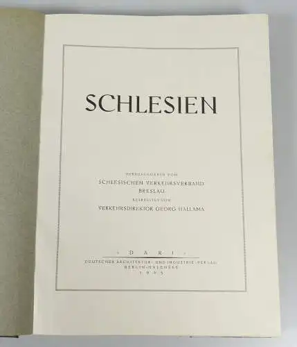 Buch Schlesien mit Widmung vom Magistrat Breslau von 1925