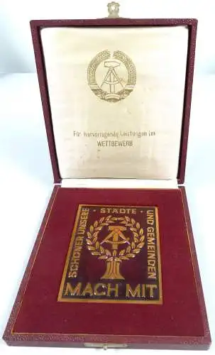 DDR Plakette schöner unsere Städte und Gemeinden Mach Mit in OVP