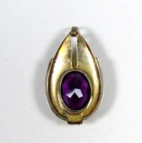 Art Deko Anhänger aus 935 Silber mit Amethyst und Markasiten, signiert