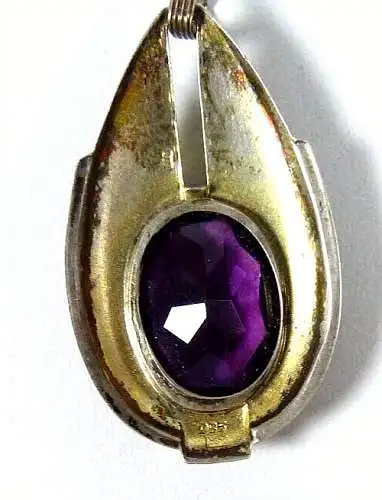 Art Deko Anhänger aus 935 Silber mit Amethyst und Markasiten, signiert