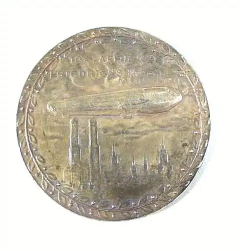 Karl Goetz Silber Medaille 1909 Zeppelin Friedrichshafen 1. April selten