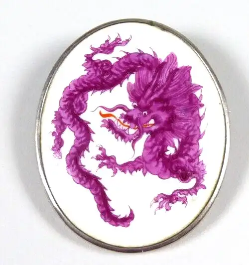 Meissen Porzellan Schmuck Brosche 900 Silber gefasst Drache 1. Wahl Pfeifferzeit 0