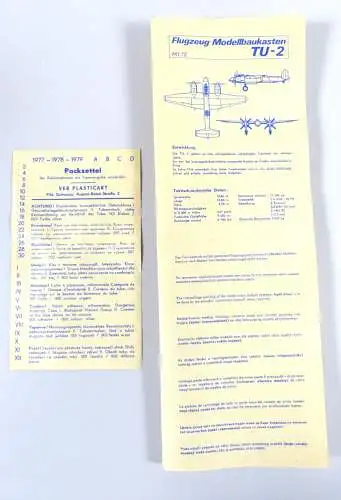 DDR Flugzeug Modellbaukasten TU 2 aus VEB Plasticart Zschopau ungebaut