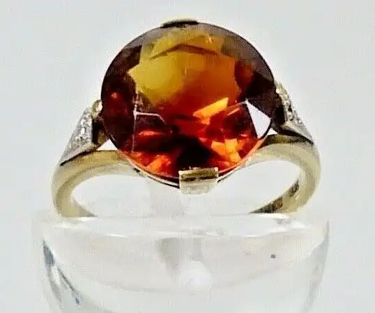 Toller Ring aus 585 Gold mit Rauchquarz Größe 53 0