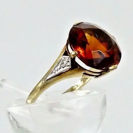 Toller Ring aus 585 Gold mit Rauchquarz Größe 53 1