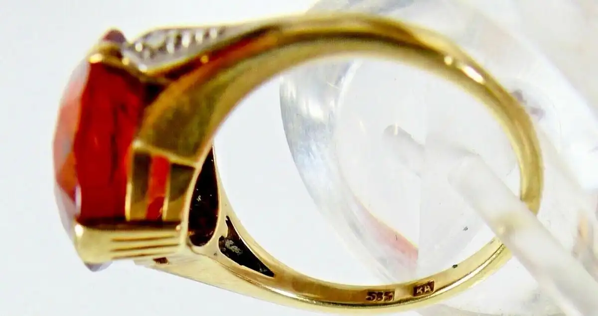 Toller Ring aus 585 Gold mit Rauchquarz Größe 53 5