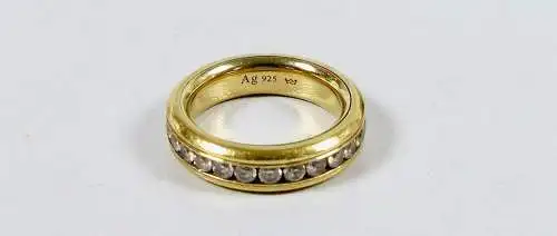 Ring aus 925 Silber vergoldet mit weißen Steinen, Gr. 56/Ø 17,8 mm  (da6791)