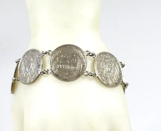 original altes Armband aus 25 Pfennig Münzen 1909 und 1910 und 1/2  Mark 0