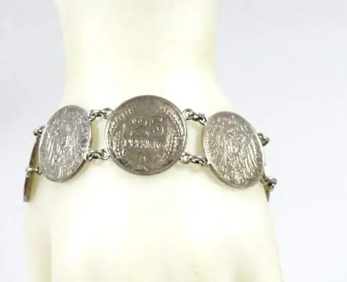 original altes Armband aus 25 Pfennig Münzen 1909 und 1910 und 1/2  Mark