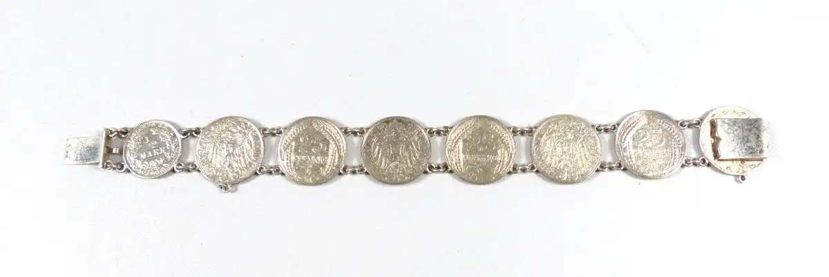 original altes Armband aus 25 Pfennig Münzen 1909 und 1910 und 1/2  Mark 3