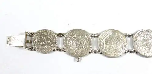 original altes Armband aus 25 Pfennig Münzen 1909 und 1910 und 1/2  Mark