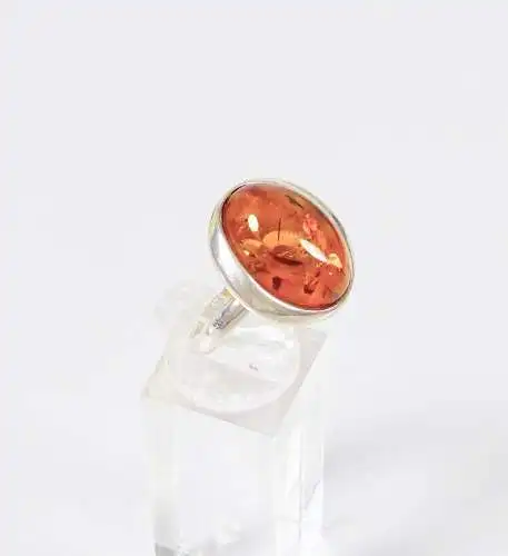 Ring aus 925 Silber mit Bernstein/Amber,  Gr. 58/Ø 18,4 mm  (da5973)