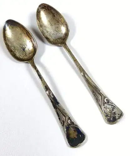 2 wunderschöne alte Jugendstil Kaffeelöffel aus 800 Silber Gebrüder Petersfeld