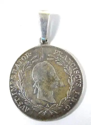 Original alte Münze Österreich 20 Kreuzer  Silber 1830 mit Öse