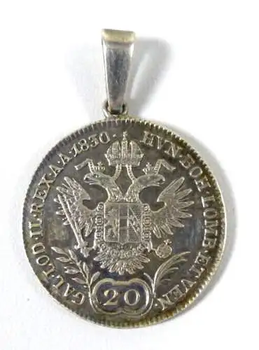 original alte Münze Österreich 20 Kreuzer  Silber 1830 mit Öse