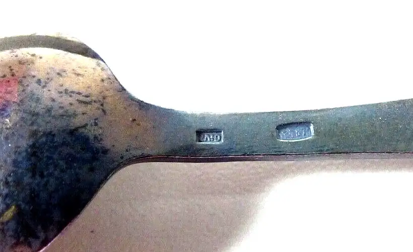 6 original alte Kaffeelöffel aus 875 Silber russisch emailliert in OVP 4