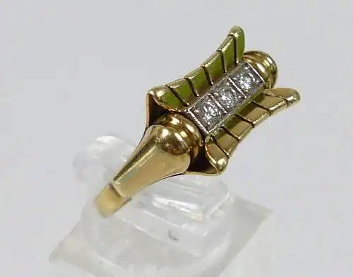 Alter Brillant-Ring aus 585 Gold m. 3 weißen Steinen, Gr. 60/Ø 19,1 mm  (da5691)