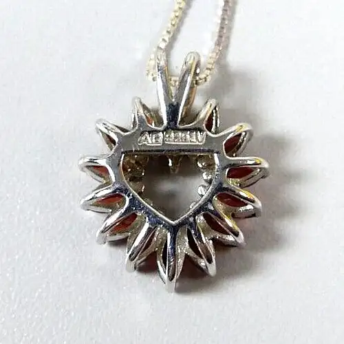 Anhänger Herz aus 925 Silber  mit Granat und Kette aus 925 Silber