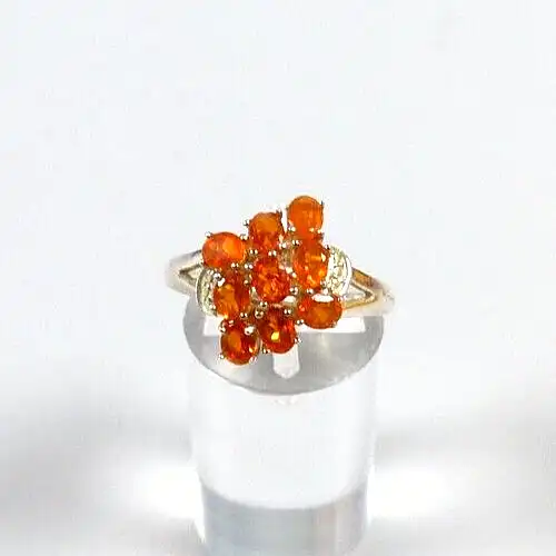 Ring aus 925 Silber mit orangefarbenen Steinen Größe 57