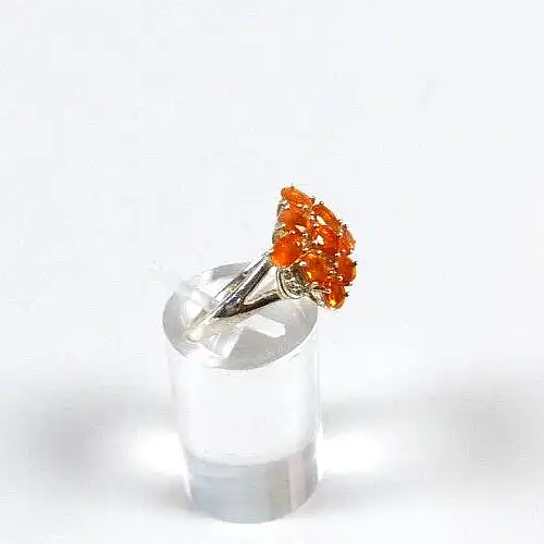 Ring aus 925 Silber mit orangefarbenen Steinen Größe 57