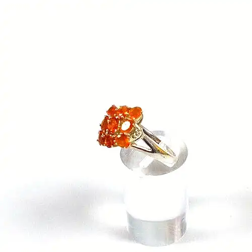 Ring aus 925 Silber mit orangefarbenen Steinen Größe 57