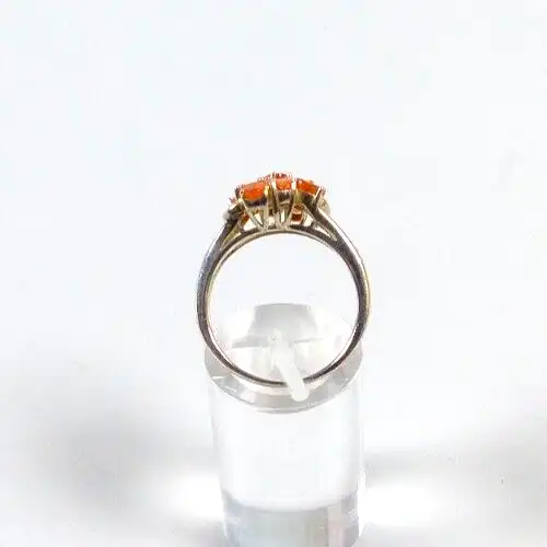 Ring aus 925 Silber mit orangefarbenen Steinen Größe 57