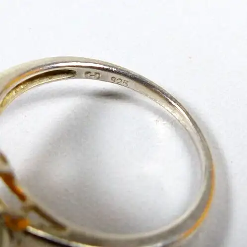 Ring aus 925 Silber mit orangefarbenen Steinen Größe 57