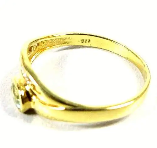 Ring aus 333 Gold mit Aquamarin und Zirkonia neuwertig Größe 58