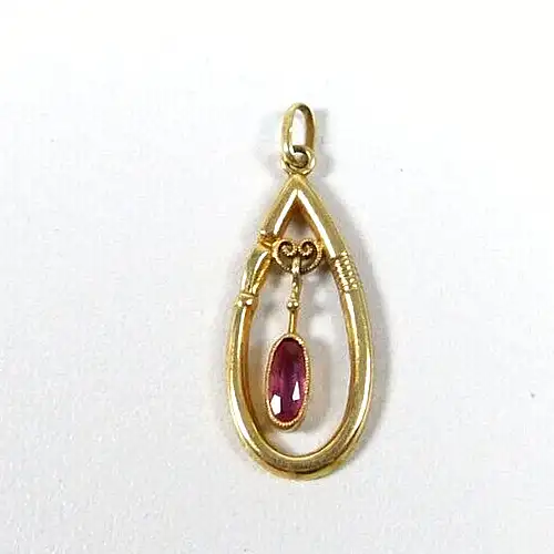 Sehr alter Jugendstil Anhänger aus 585 Gold mit Amethyst