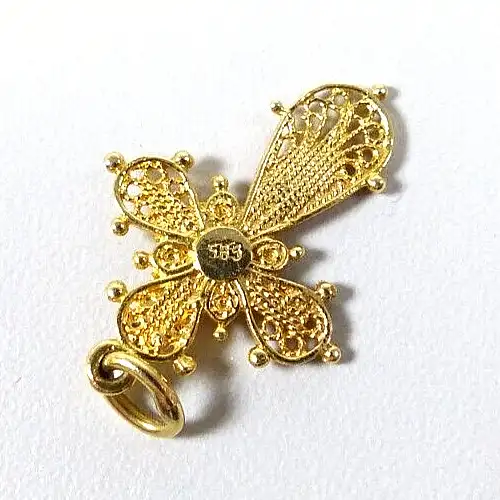 Kreuz Anhänger aus 585 Gold mit Rubin 1
