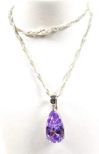 Kette aus 925 Silber mit Anhänger aus 925 Silber mit Amethyst