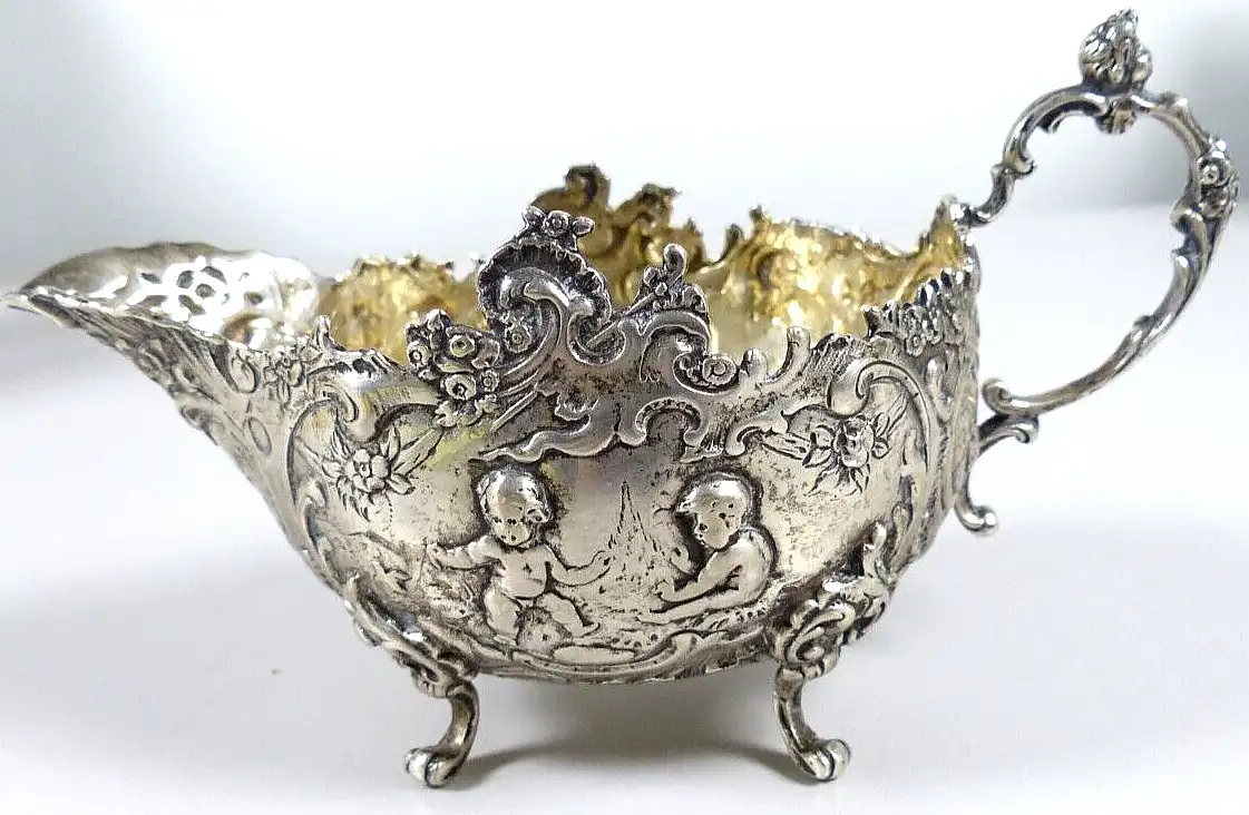altes Milchkännchen mit Puttos aus massivem aus 800 Silber 178,7 Gramm 0