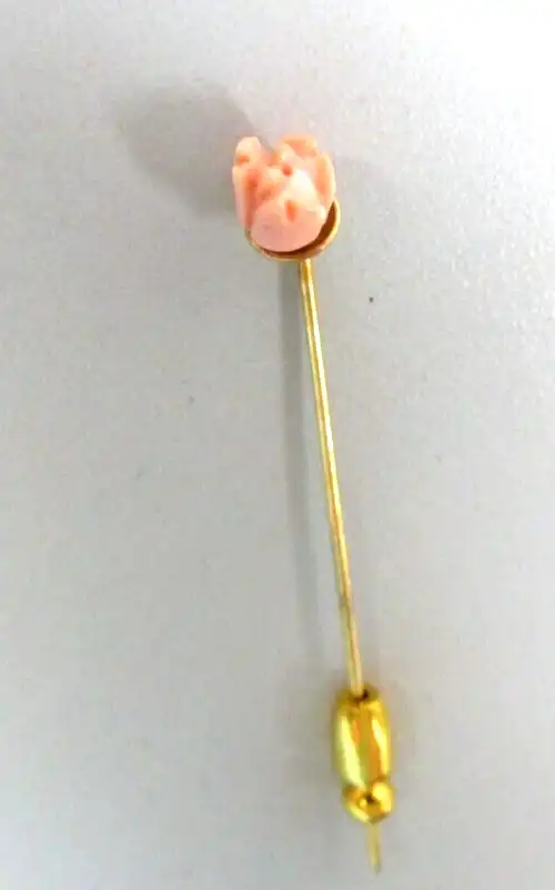 Krawattennadel aus 585 Gold mit sehr schöner Koralle als Rose 1