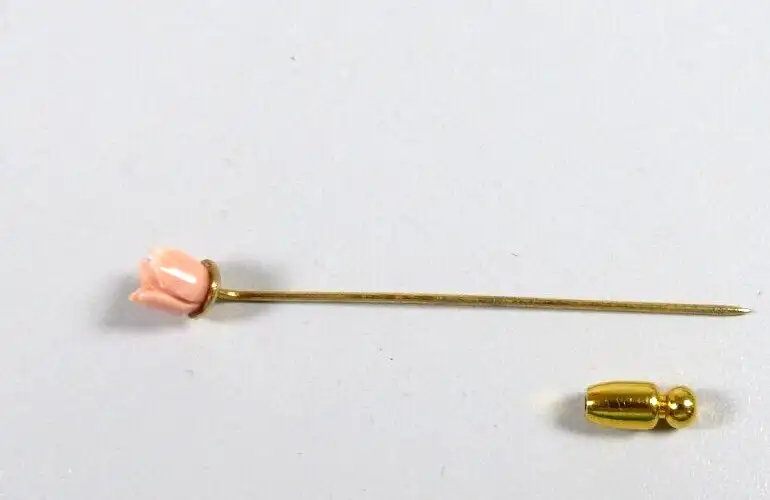 Krawattennadel aus 585 Gold mit sehr schöner Koralle als Rose 2