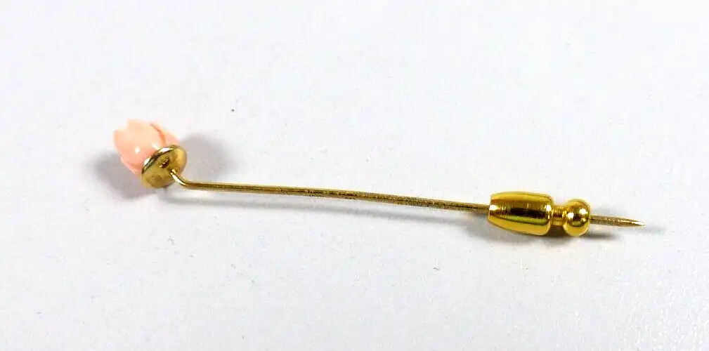 Krawattennadel aus 585 Gold mit sehr schöner Koralle als Rose 3