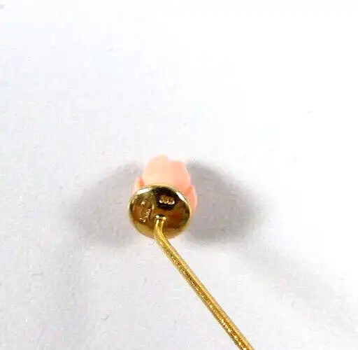 Krawattennadel aus 585 Gold mit sehr schöner Koralle als Rose 4