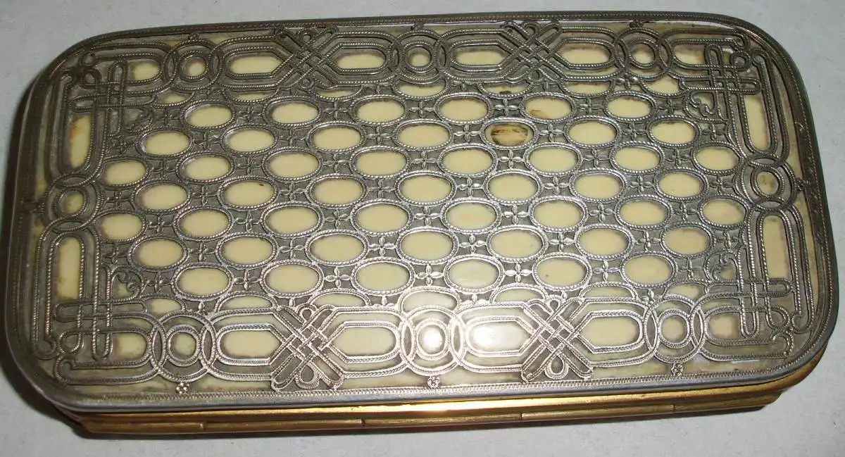 original altes Etui aus 800er Silber mit Bein - französisch (da2971) 1