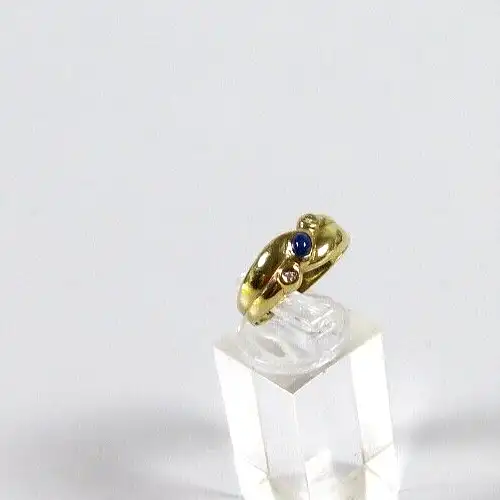 Ring aus 333 Gold mit Saphir und Diamanten je 0,02 ct.  Größe 56 1