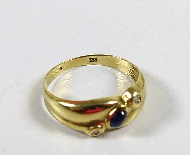 Ring aus 333 Gold mit Saphir und Diamanten je 0,02 ct.  Größe 56 4